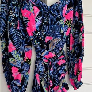 NWT Lilly Pulitzer Long Sleeve Lila dress Ruffle Zip Onyx Earned Stripes size 12